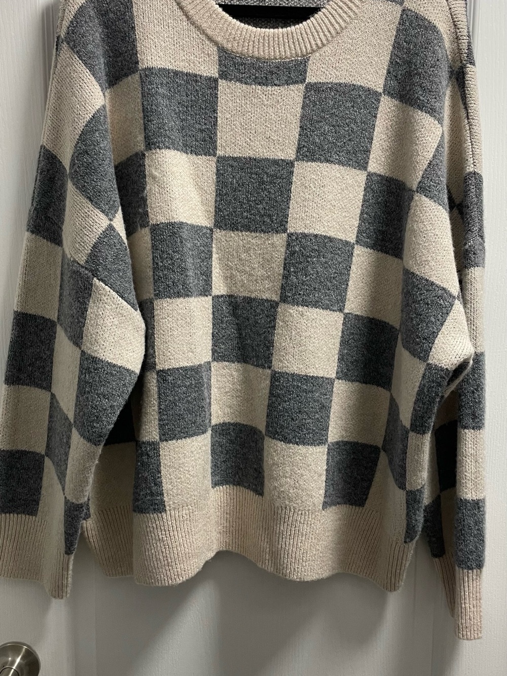 OAK + FORT Checkered Knit Sweater